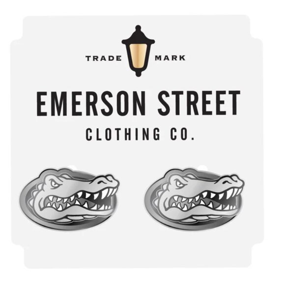 University of Florida Gators Earrings Hand Beaded Gator Logo Orange Blue NEW - Picture 10 of 11